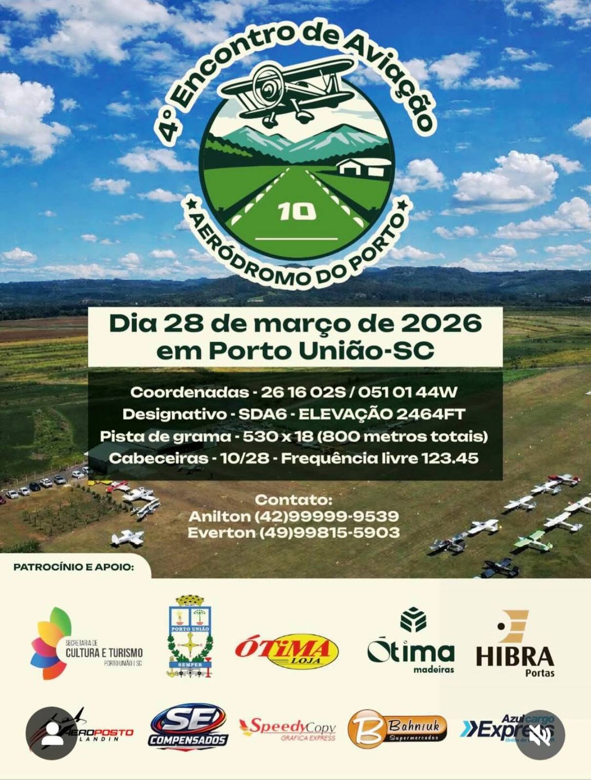 4º Encontro de Aviação acontece neste sábado (28) em Porto União; veja o que esperar
