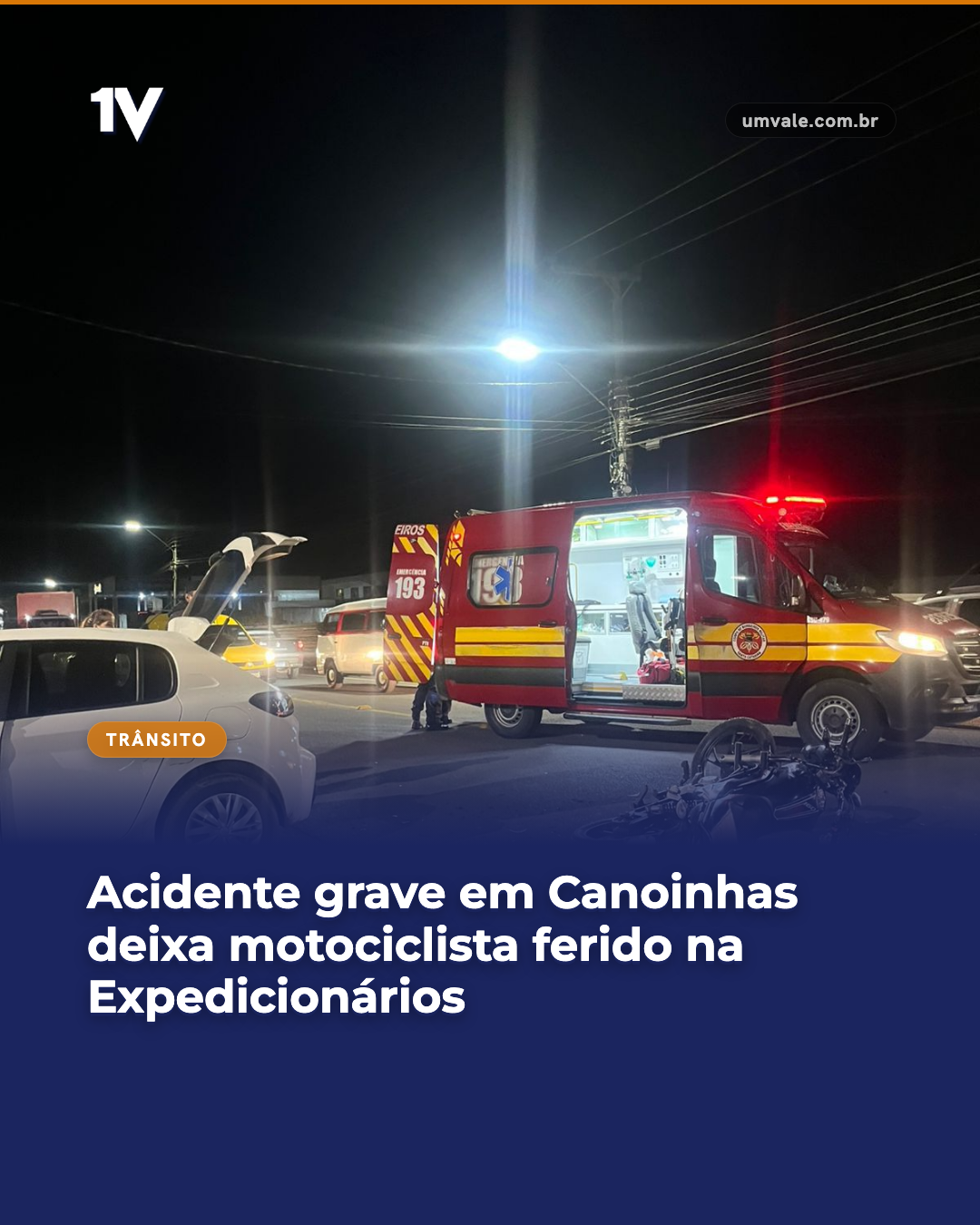Acidente grave em Canoinhas deixa motociclista ferido na Expedicionários