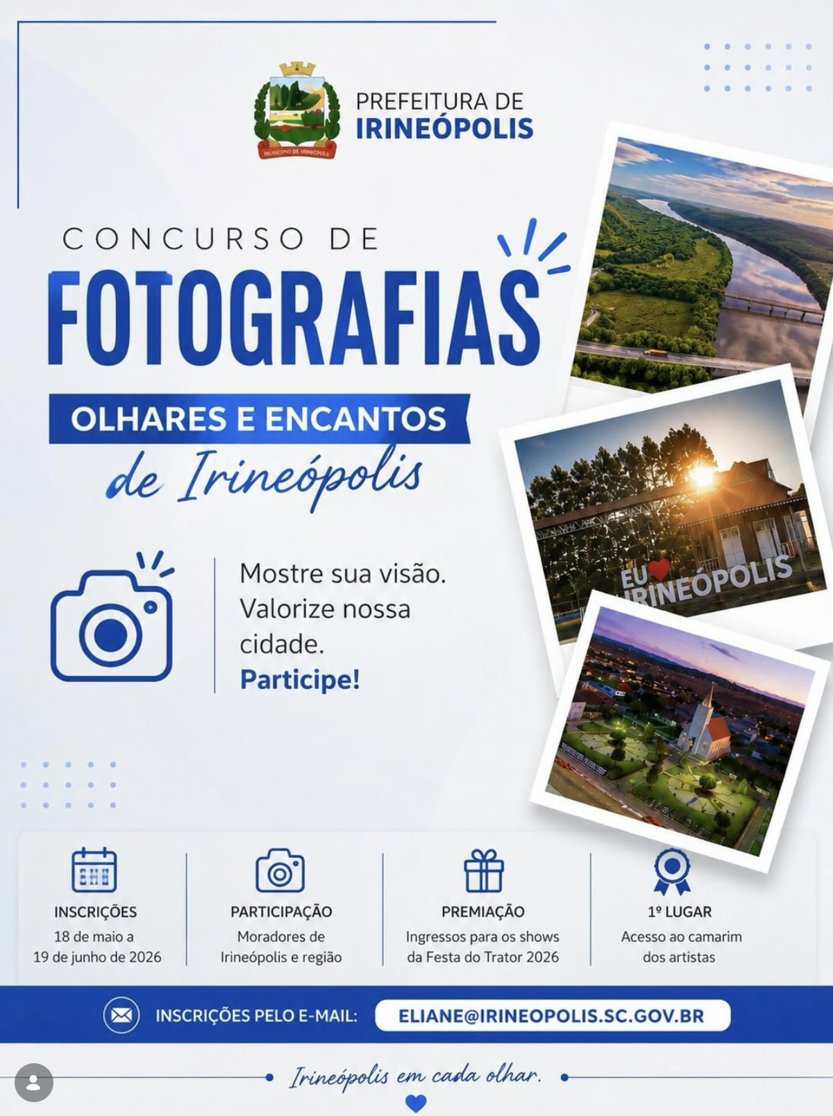 Irineópolis lança concurso de fotografias com passaportes para a Festa do Trator 2026