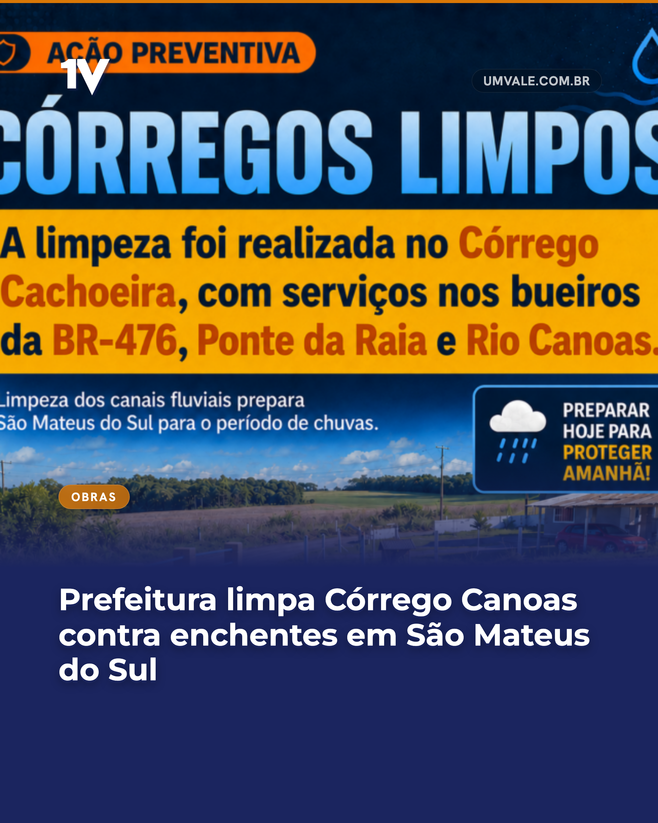 Prefeitura limpa Córrego Canoas contra enchentes em São Mateus do Sul