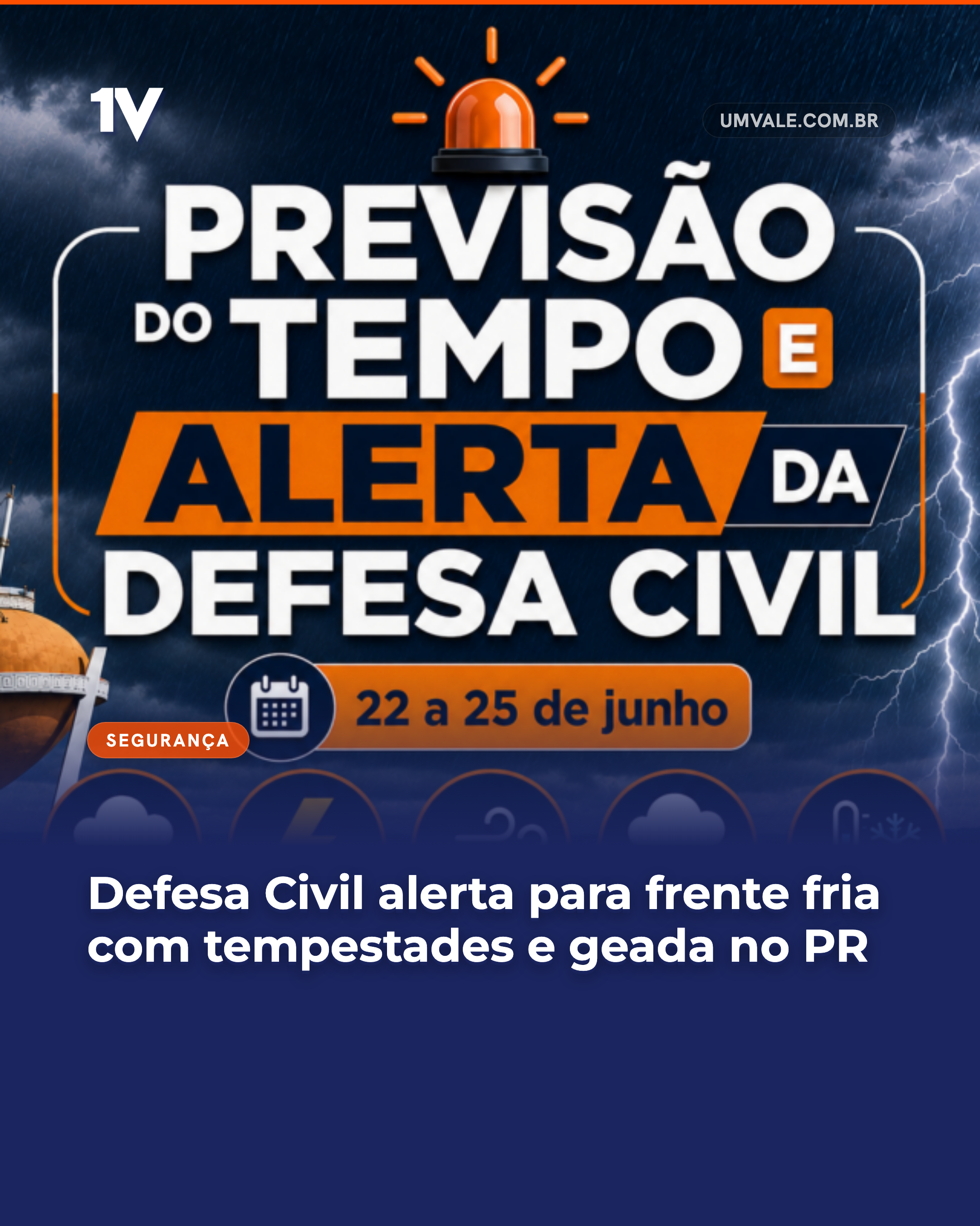 Defesa Civil alerta para frente fria com tempestades e geada no PR