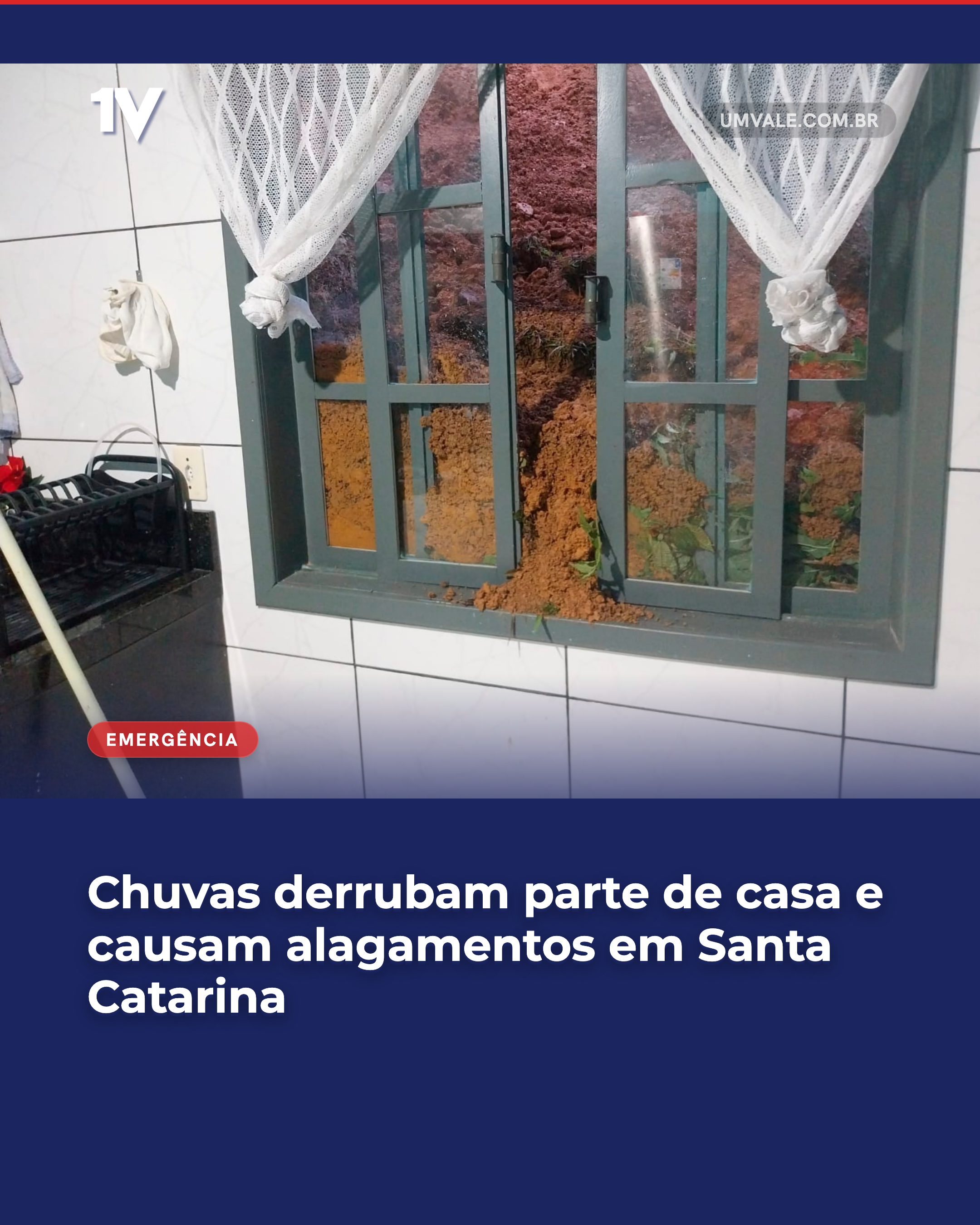 Chuvas derrubam parte de casa e causam alagamentos em Santa Catarina
