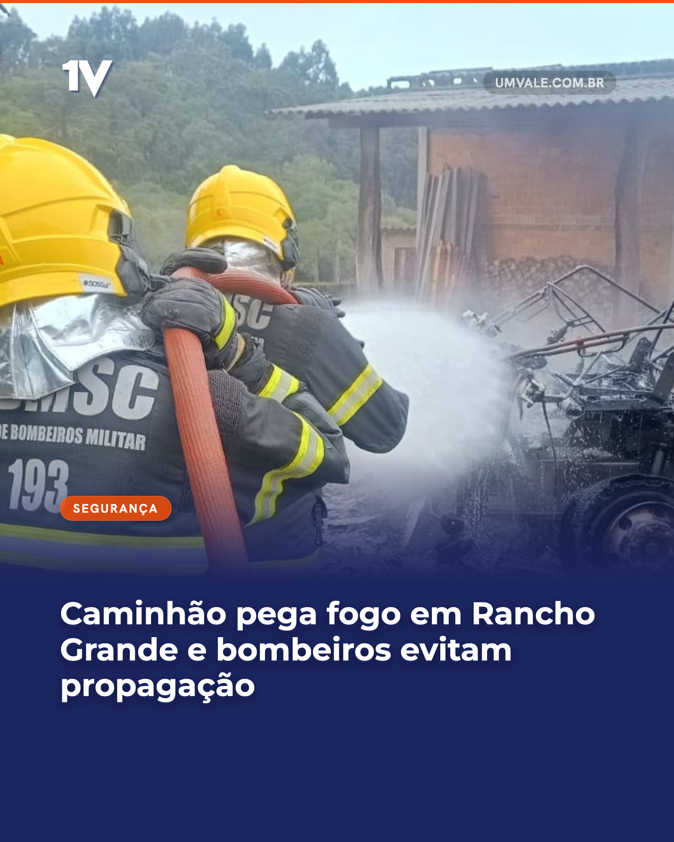 Caminhão pega fogo em Rancho Grande e bombeiros evitam propagação