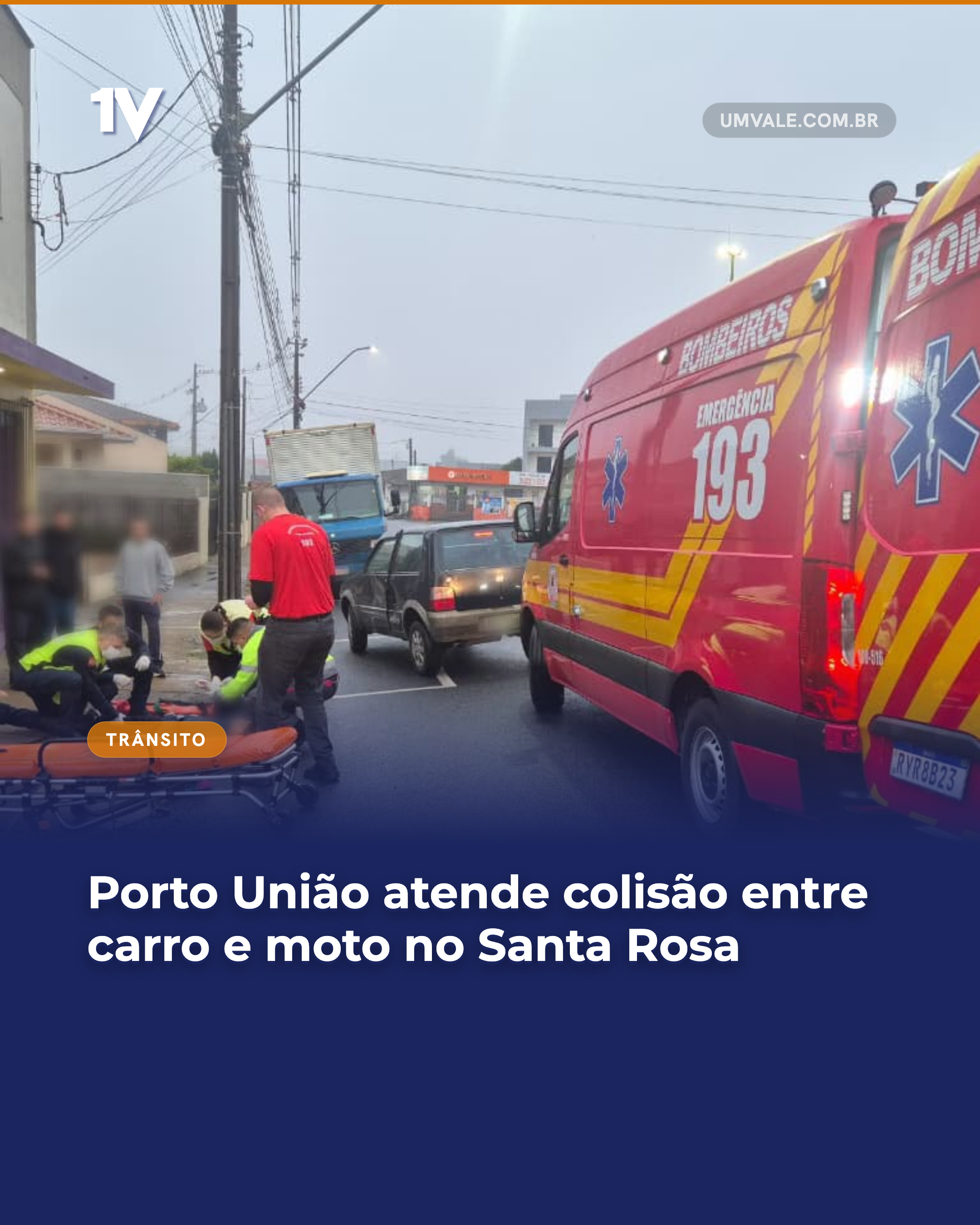 Porto União atende colisão entre carro e moto no Santa Rosa
