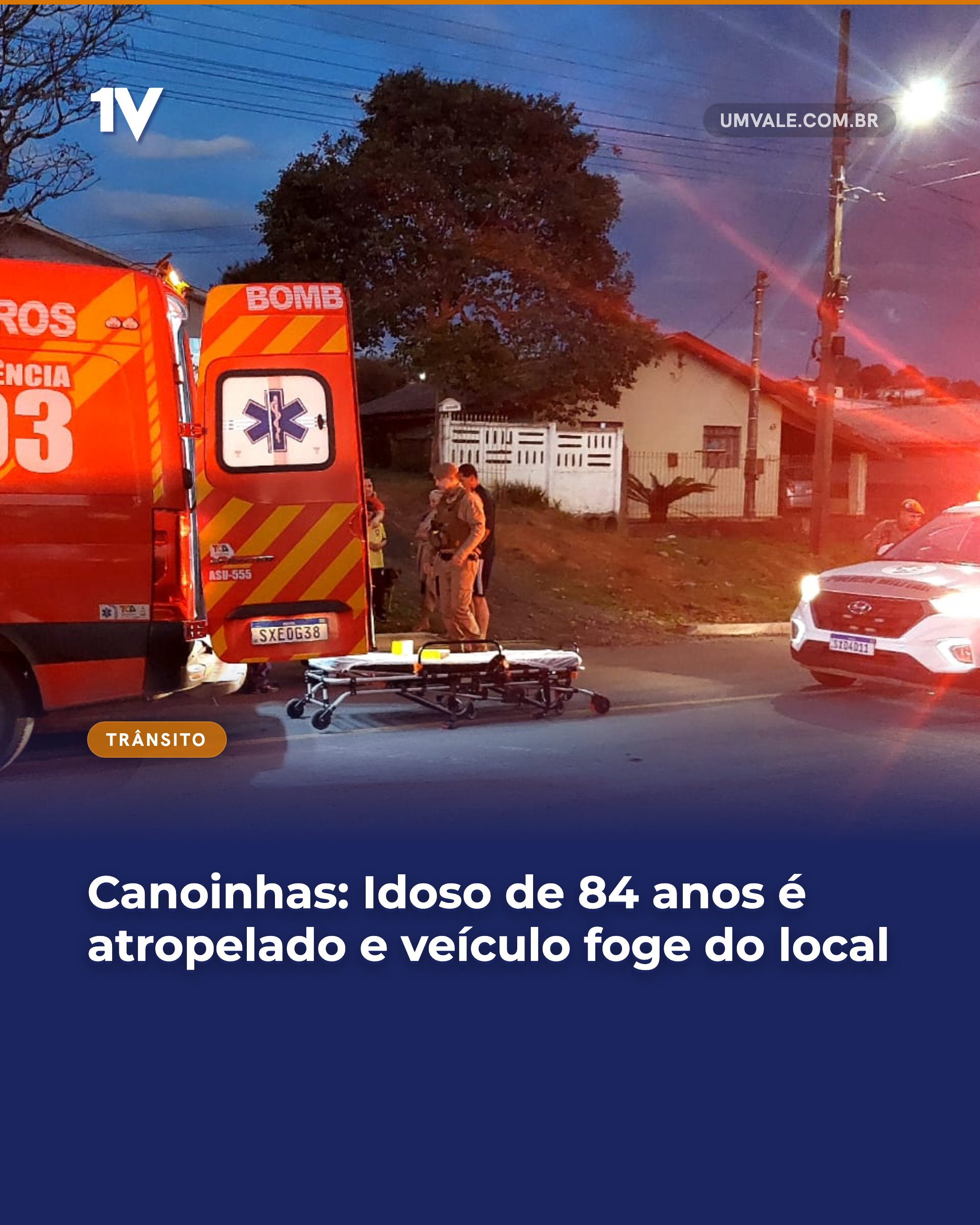 Canoinhas: Idoso de 84 anos é atropelado e veículo foge do local