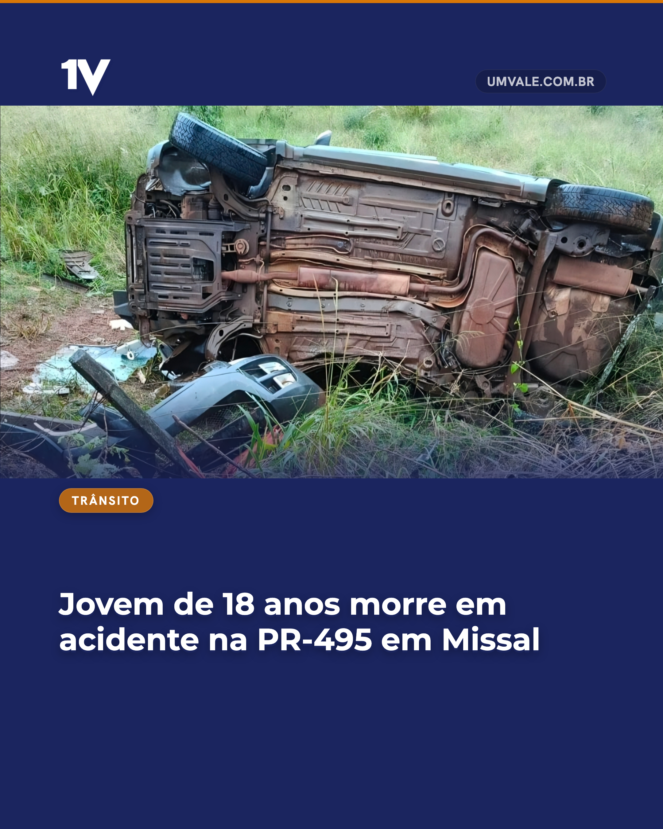 Jovem de 18 anos morre em acidente na PR-495 em Missal