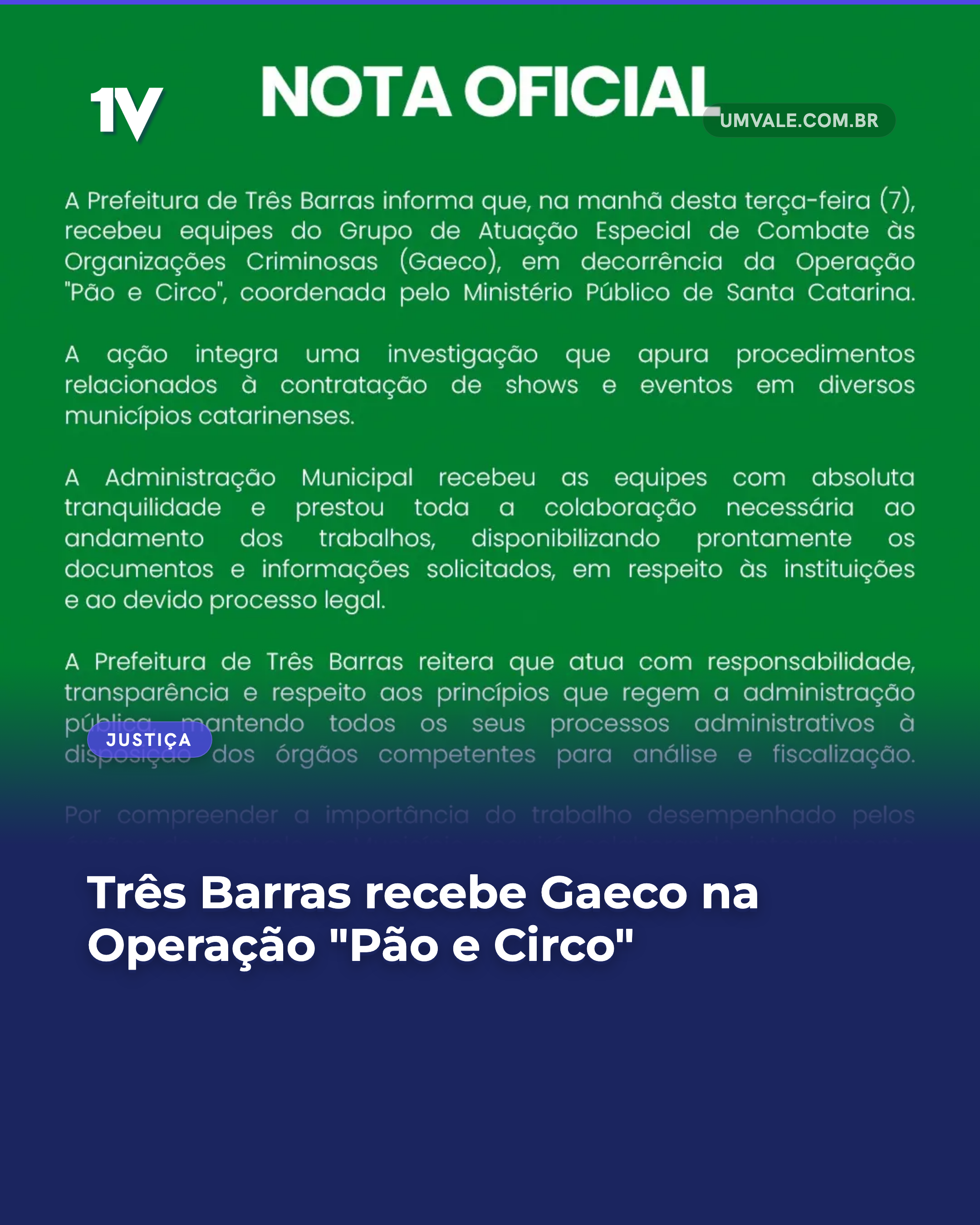 Três Barras recebe Gaeco na Operação “Pão e Circo”