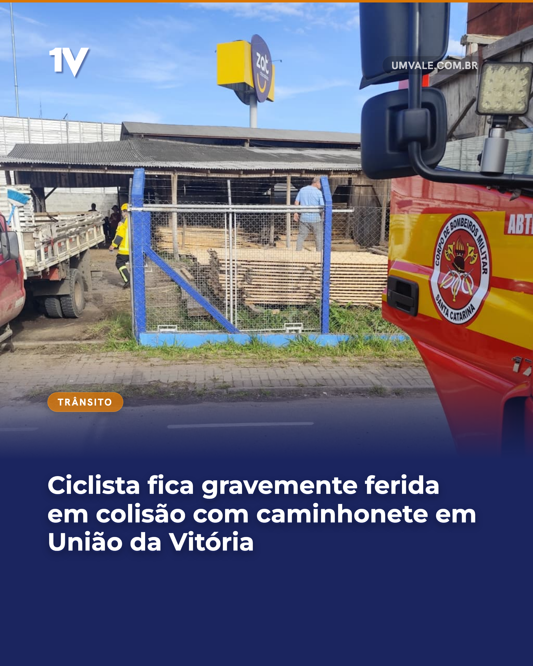 Ciclista fica gravemente ferida em colisão com caminhonete em União da Vitória