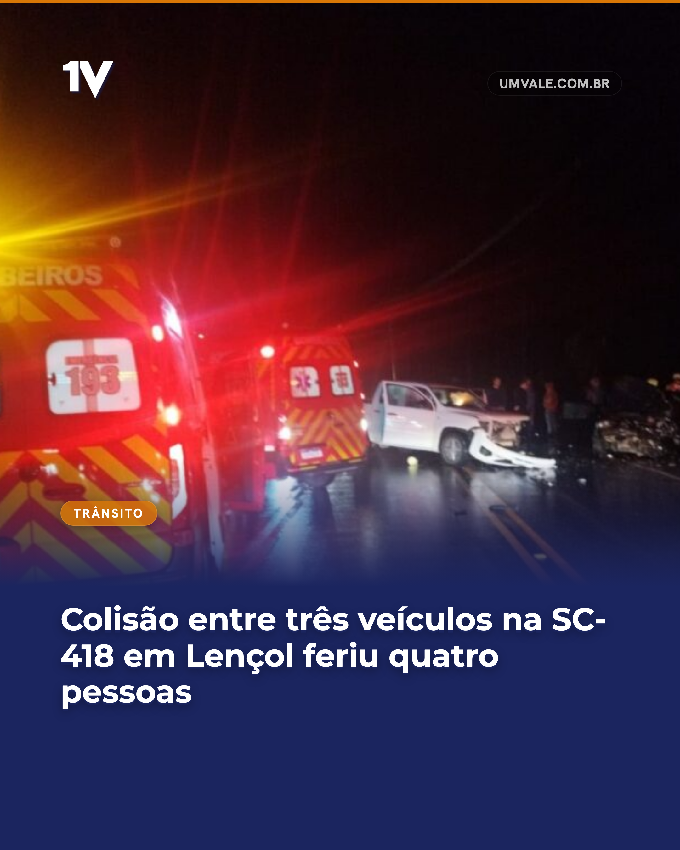 Colisão entre três veículos na SC-418 em Lençol feriu quatro pessoas