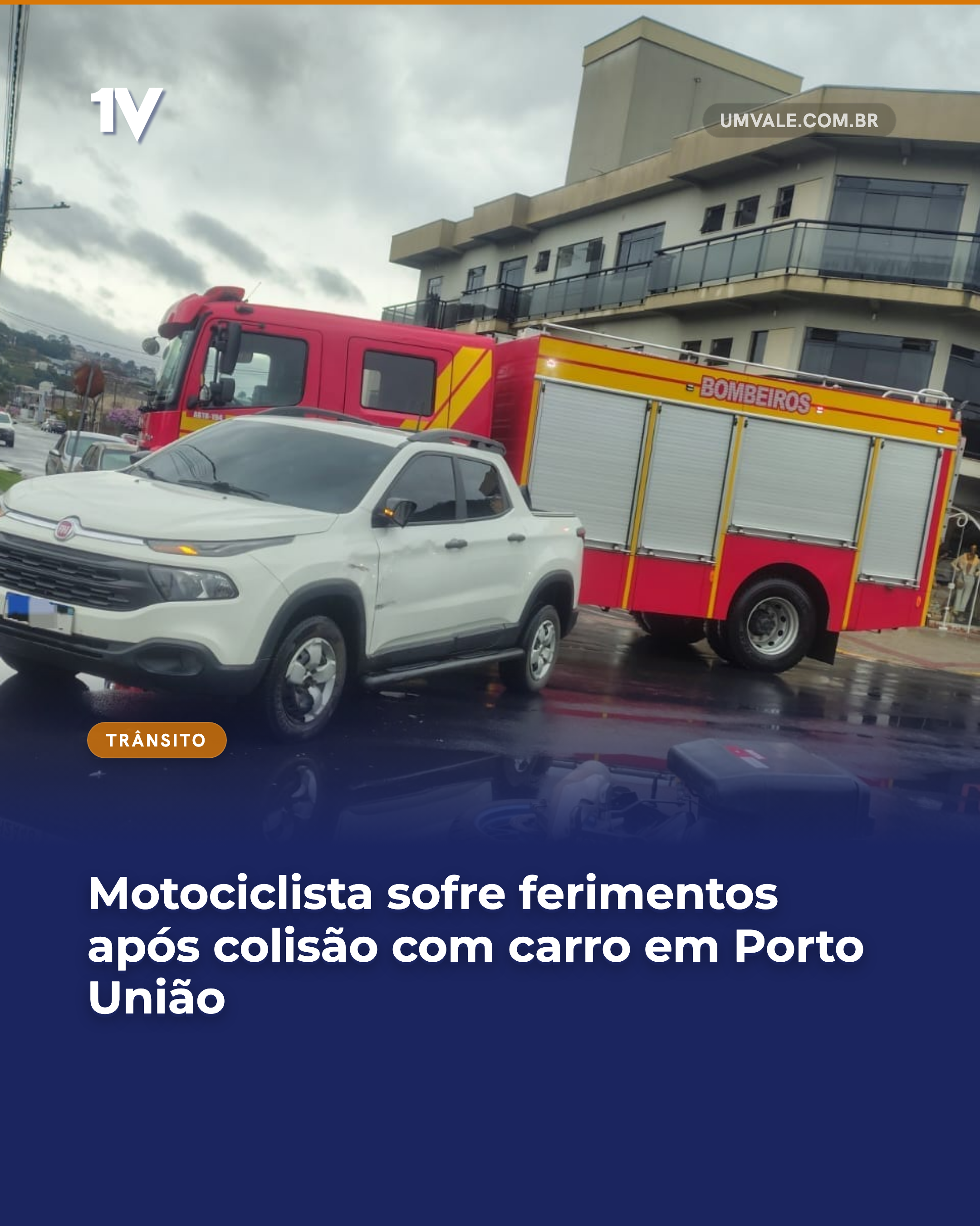 Motociclista sofre ferimentos após colisão com carro em Porto União