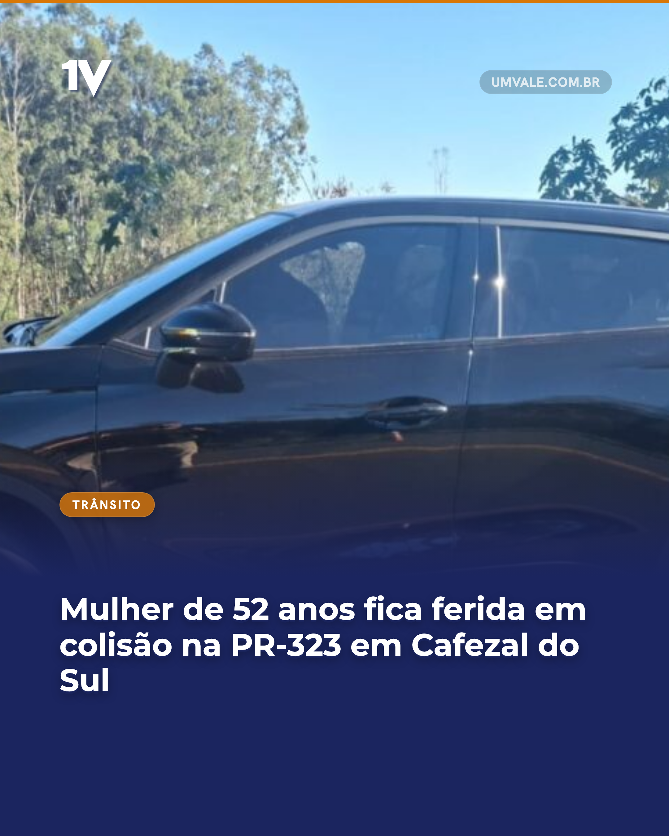 Mulher de 52 anos fica ferida em colisão na PR-323 em Cafezal do Sul