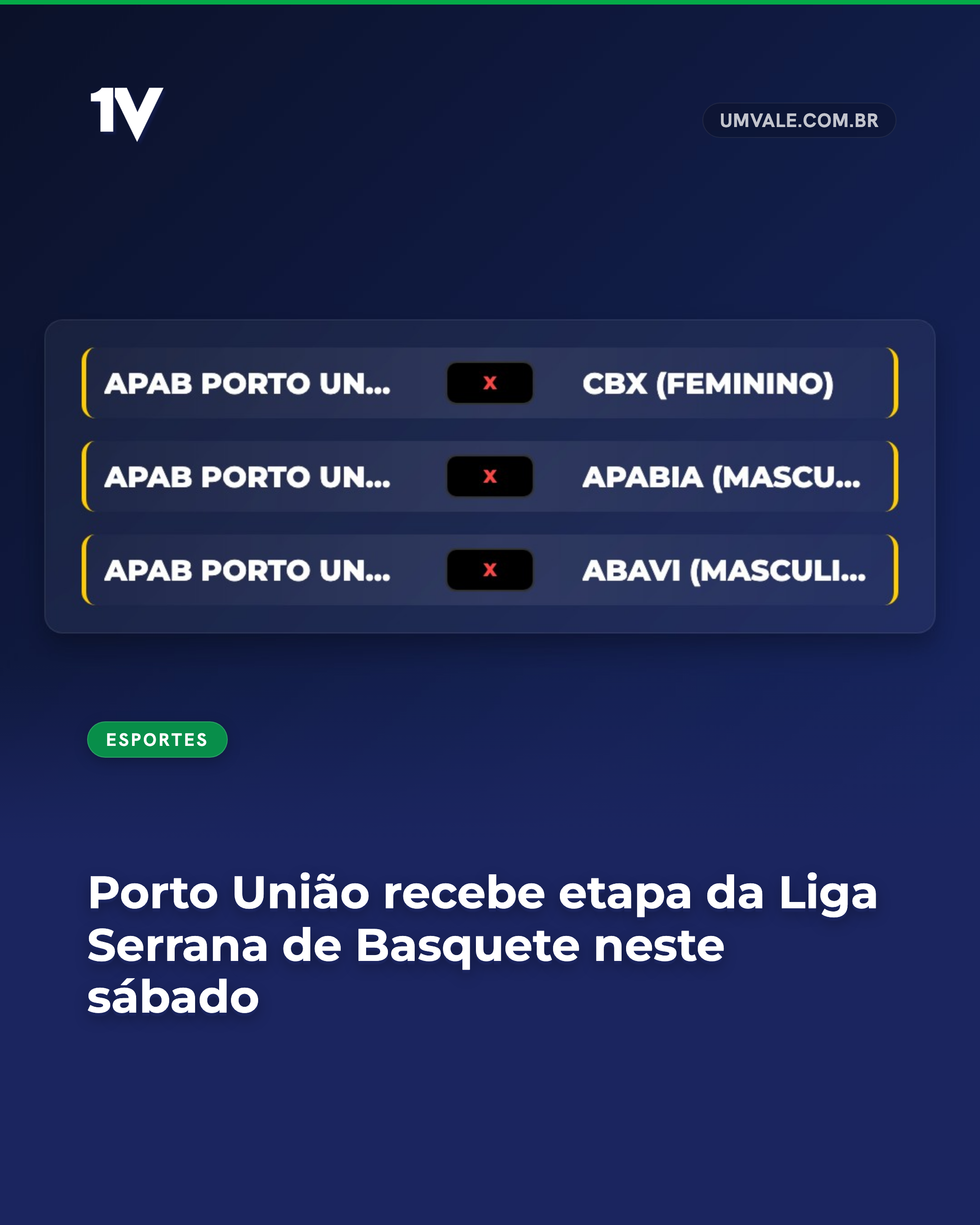 Porto União recebe etapa da Liga Serrana de Basquete neste sábado