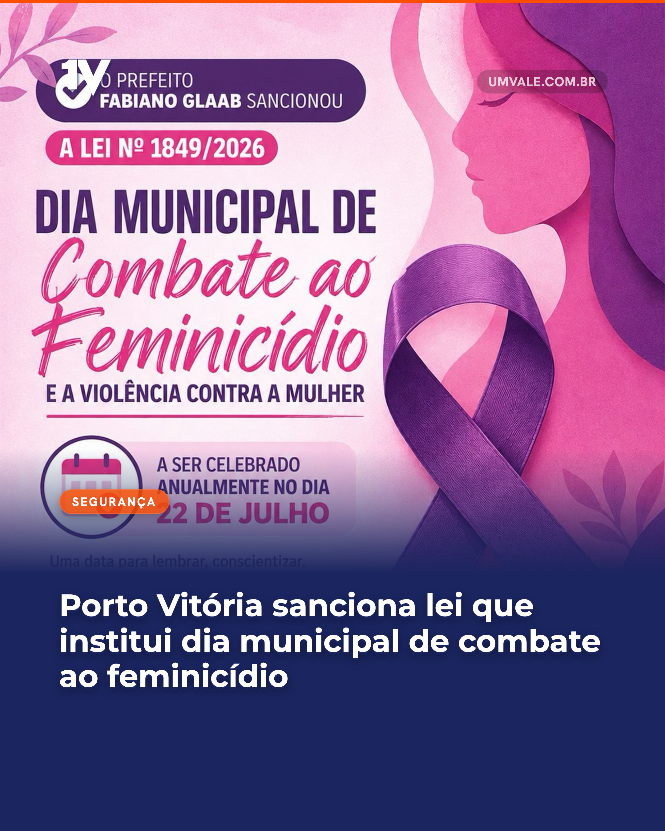 Porto Vitória sanciona lei que institui dia municipal de combate ao feminicídio