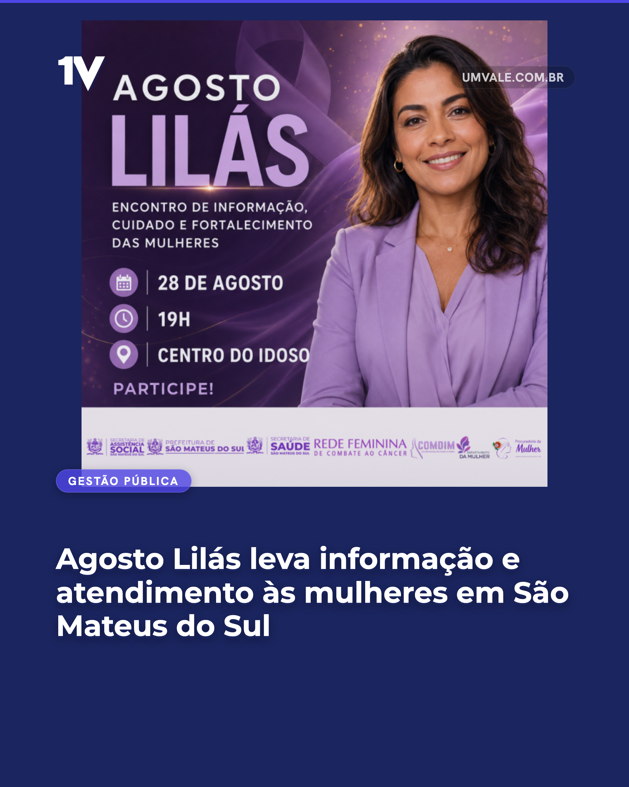Agosto Lilás leva informação e atendimento às mulheres em São Mateus do Sul