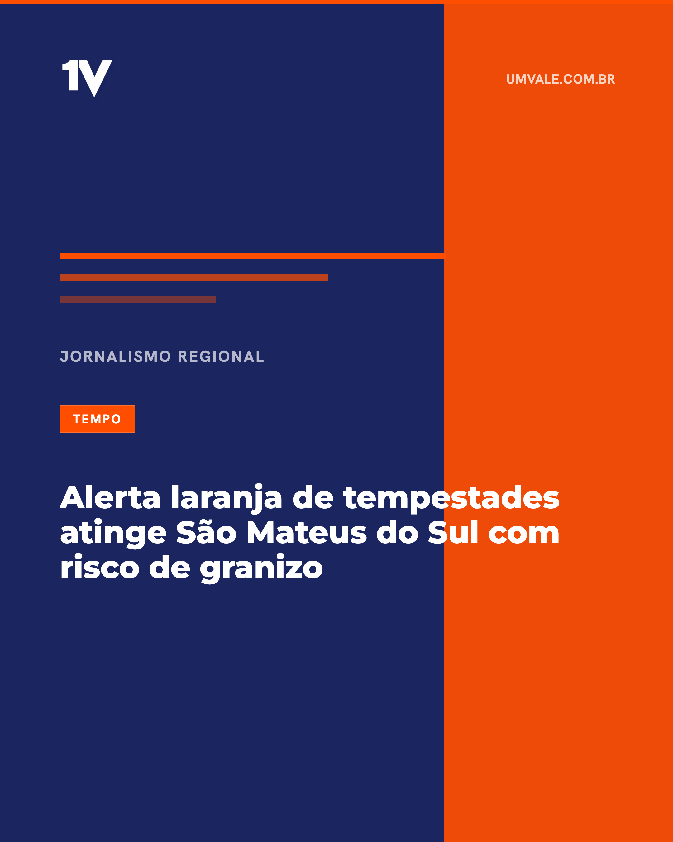 Alerta laranja de tempestades atinge São Mateus do Sul com risco de granizo