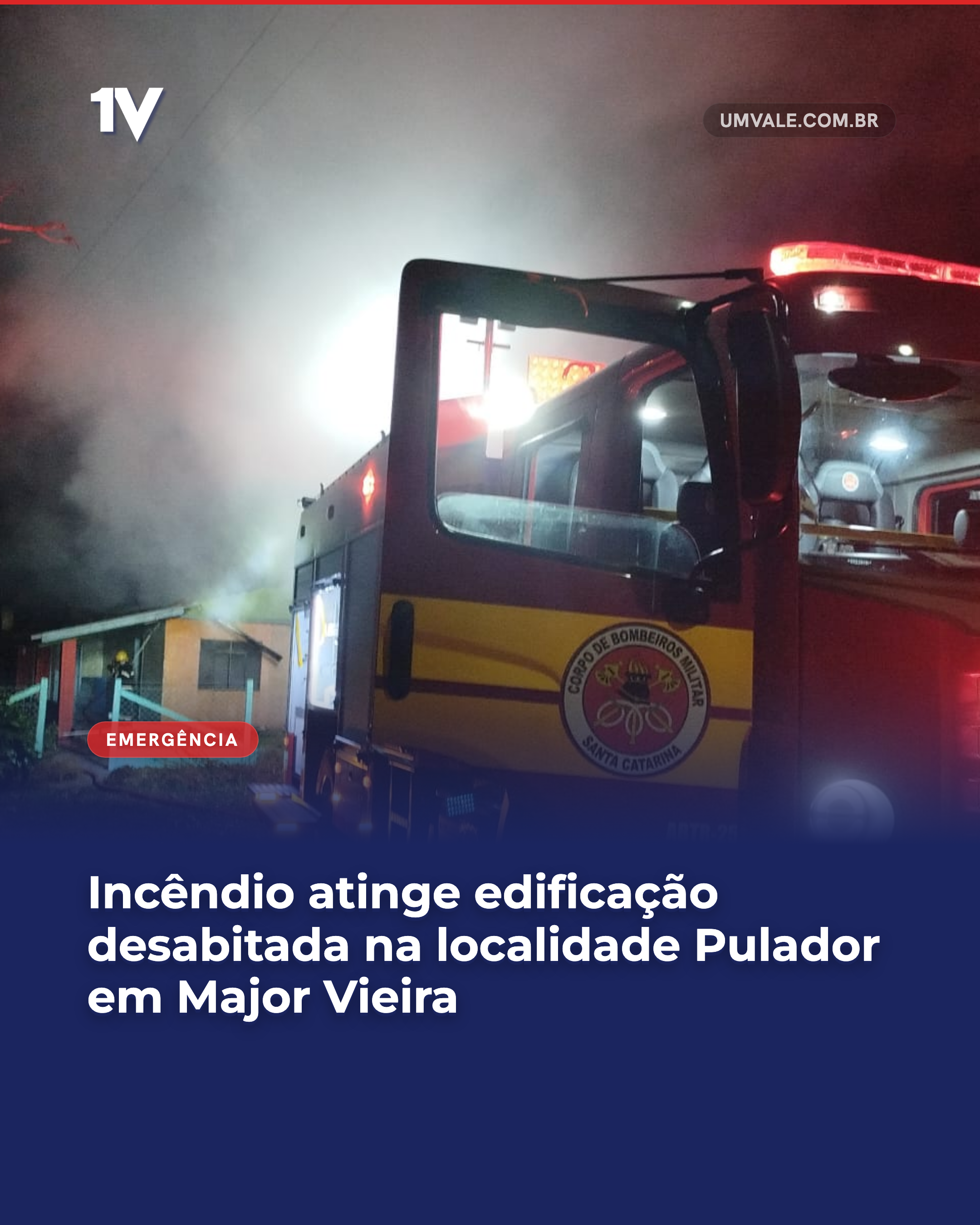 Incêndio atinge edificação desabitada na localidade Pulador em Major Vieira