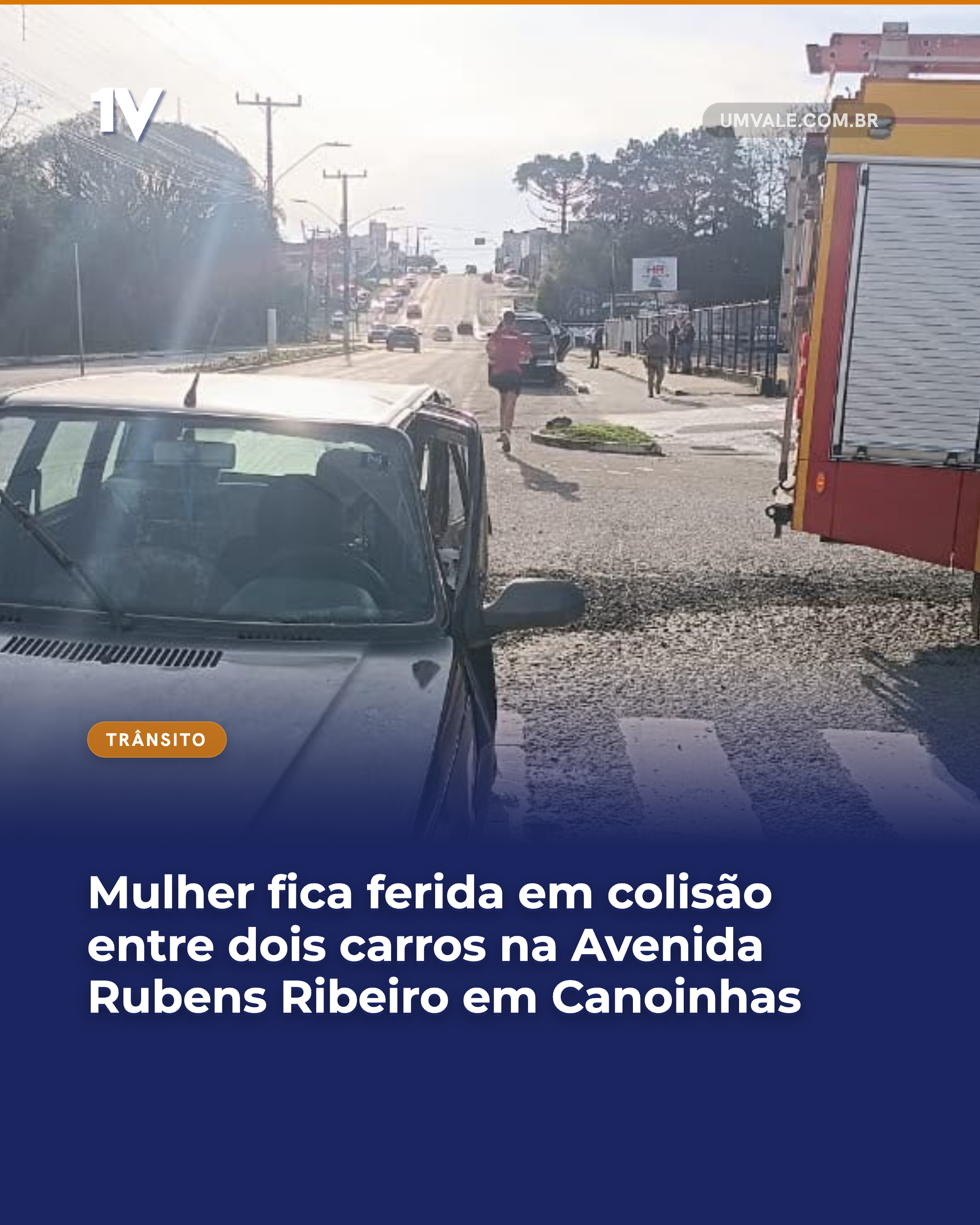 Mulher fica ferida em colisão entre dois carros na Avenida Rubens Ribeiro em Canoinhas