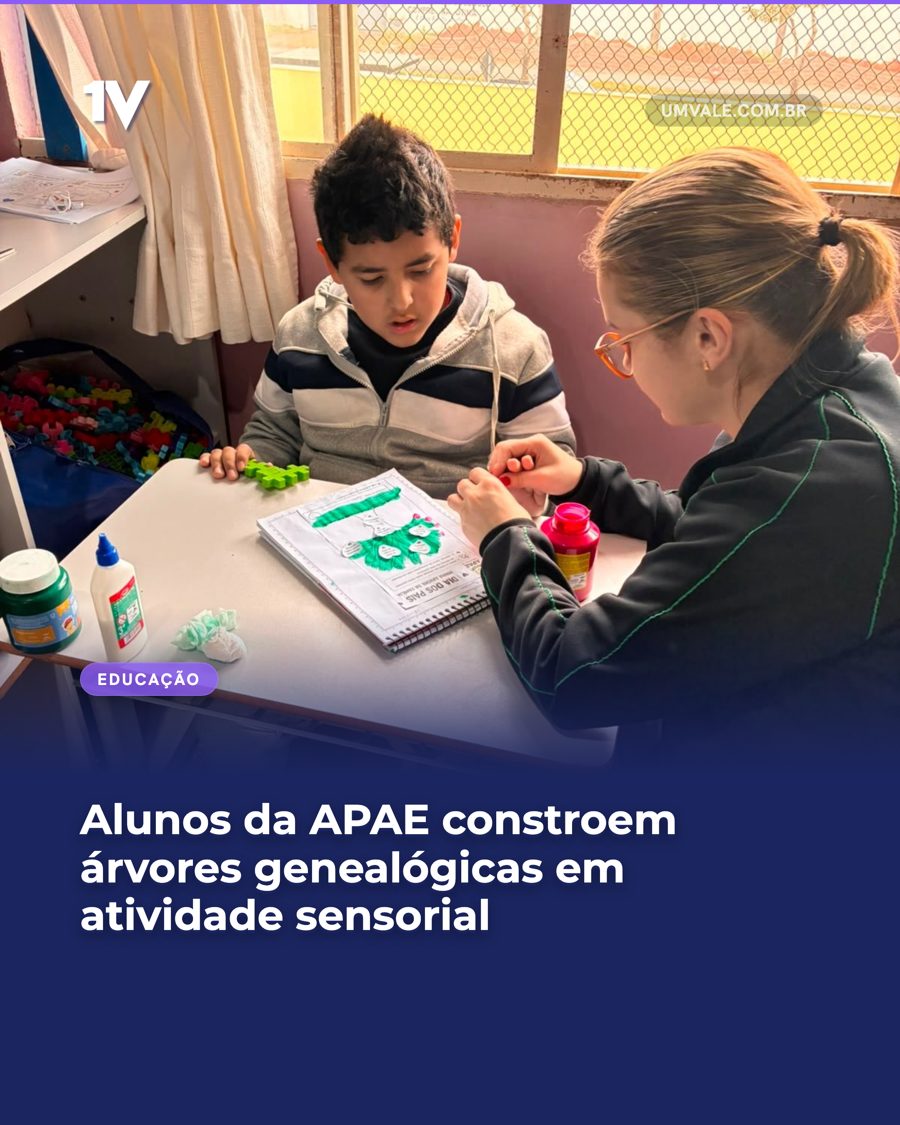 Alunos da APAE constroem árvores genealógicas em atividade sensorial
