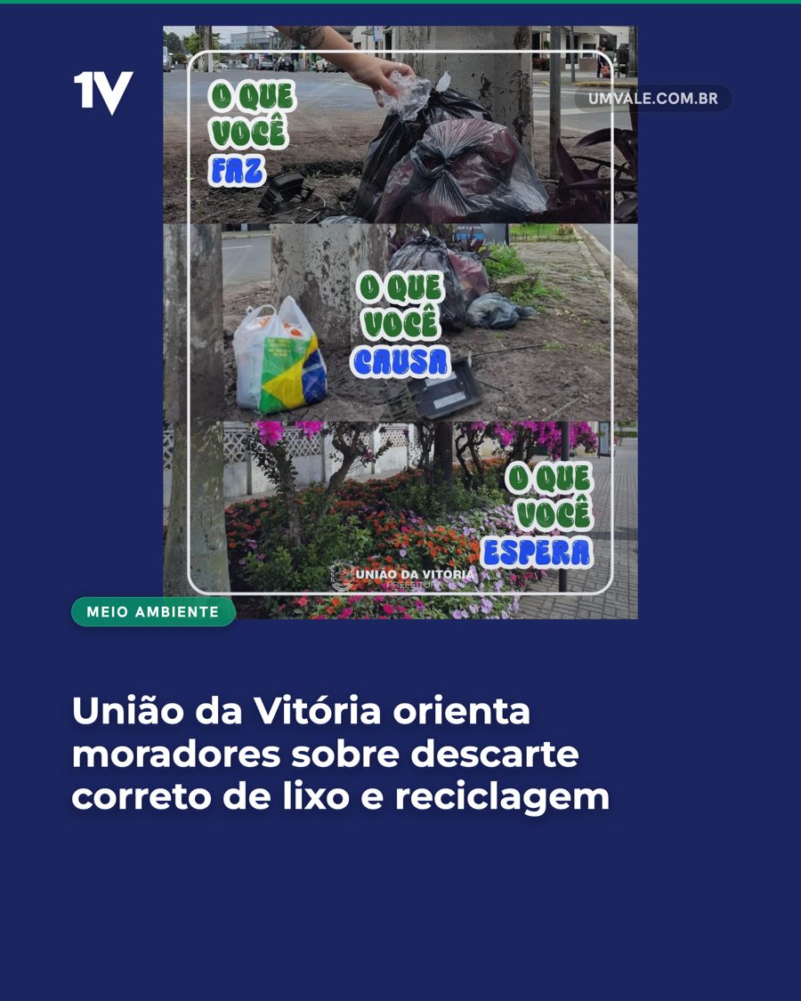 União da Vitória orienta moradores sobre descarte correto de lixo e reciclagem