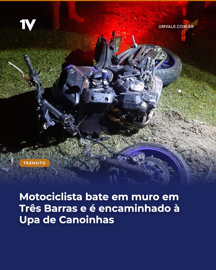 Motociclista bate em muro em Três Barras e é encaminhado à Upa de Canoinhas