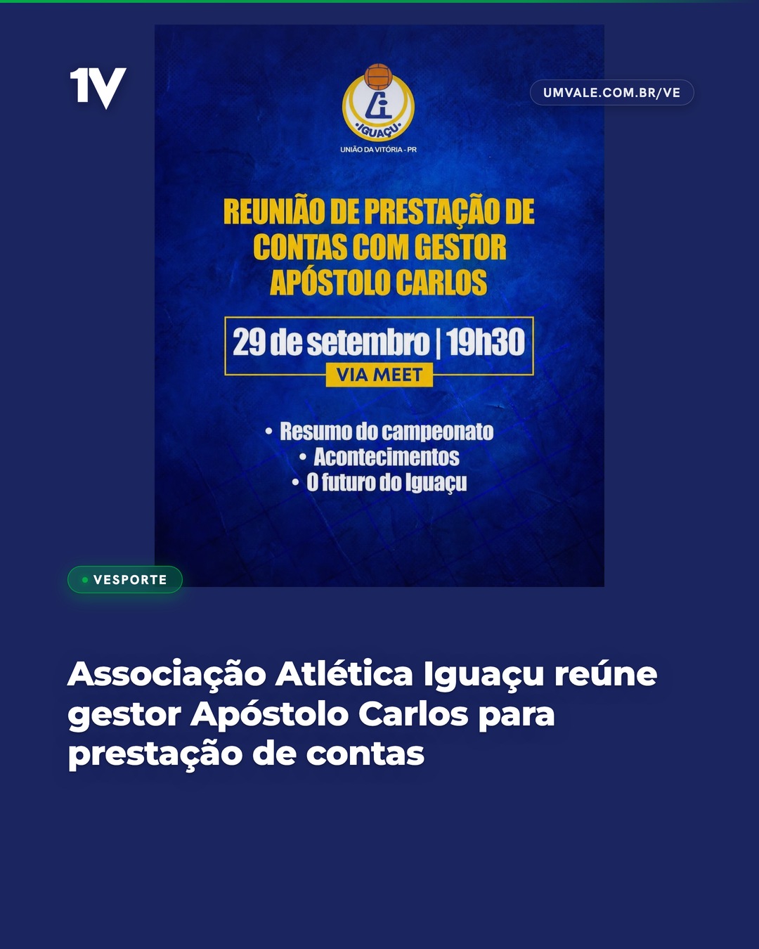 Associação Atlética Iguaçu reúne gestor Apóstolo Carlos para prestação de contas