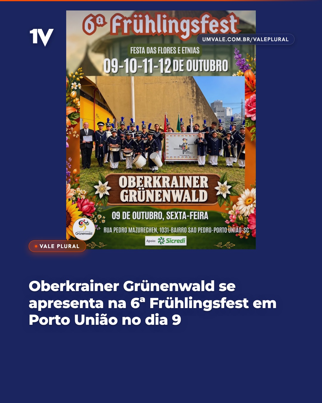 Oberkrainer Grünenwald se apresenta na 6ª Frühlingsfest em Porto União no dia 9
