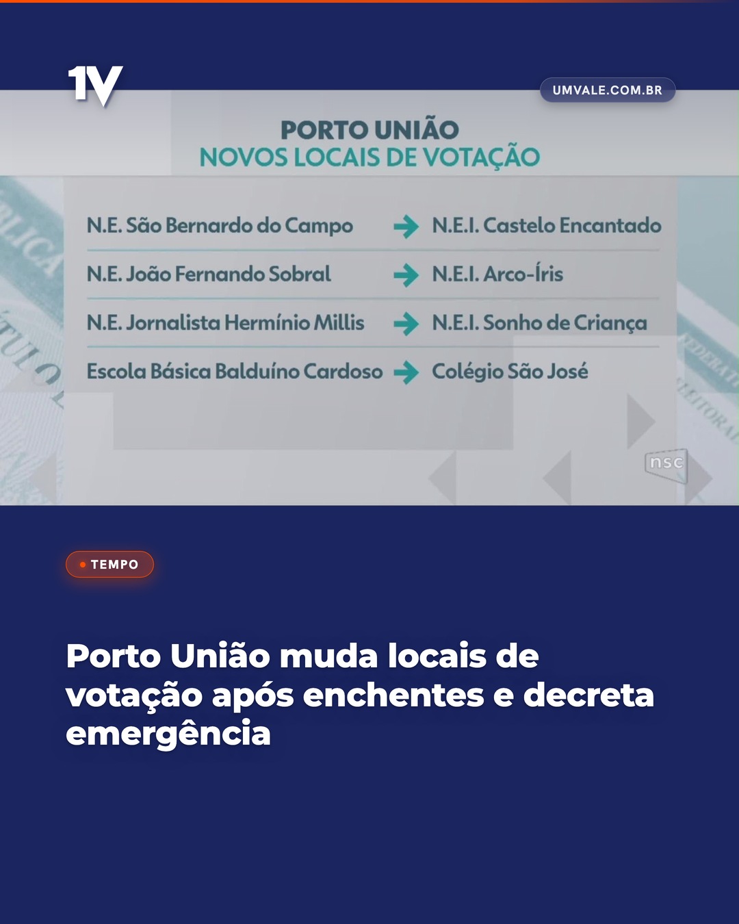 Porto União muda locais de votação após enchentes e decreta emergência