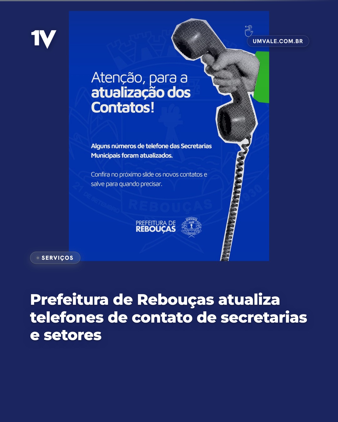 Prefeitura de Rebouças atualiza telefones de contato de secretarias e setores