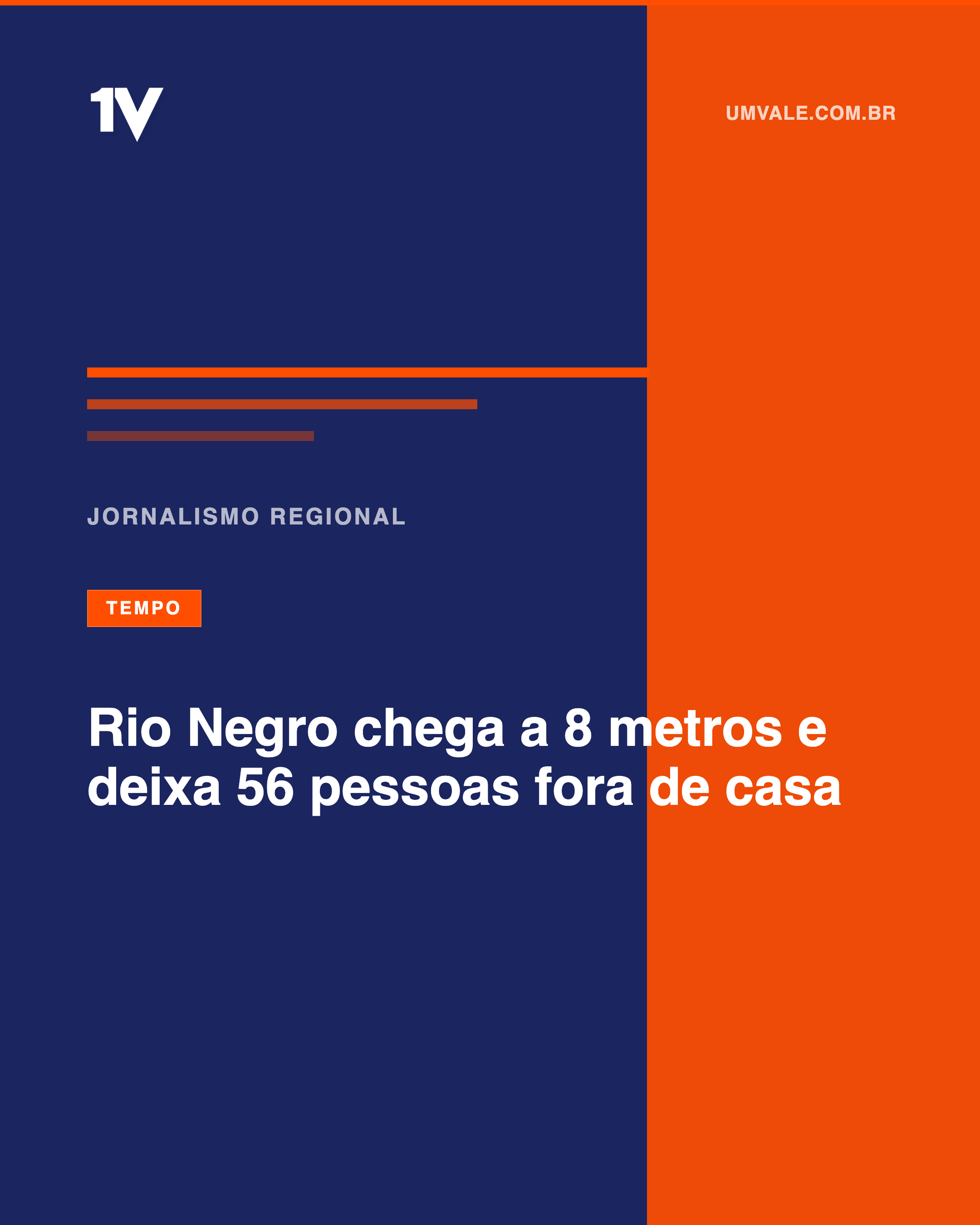 Rio Negro chega a 8 metros e deixa 56 pessoas fora de casa