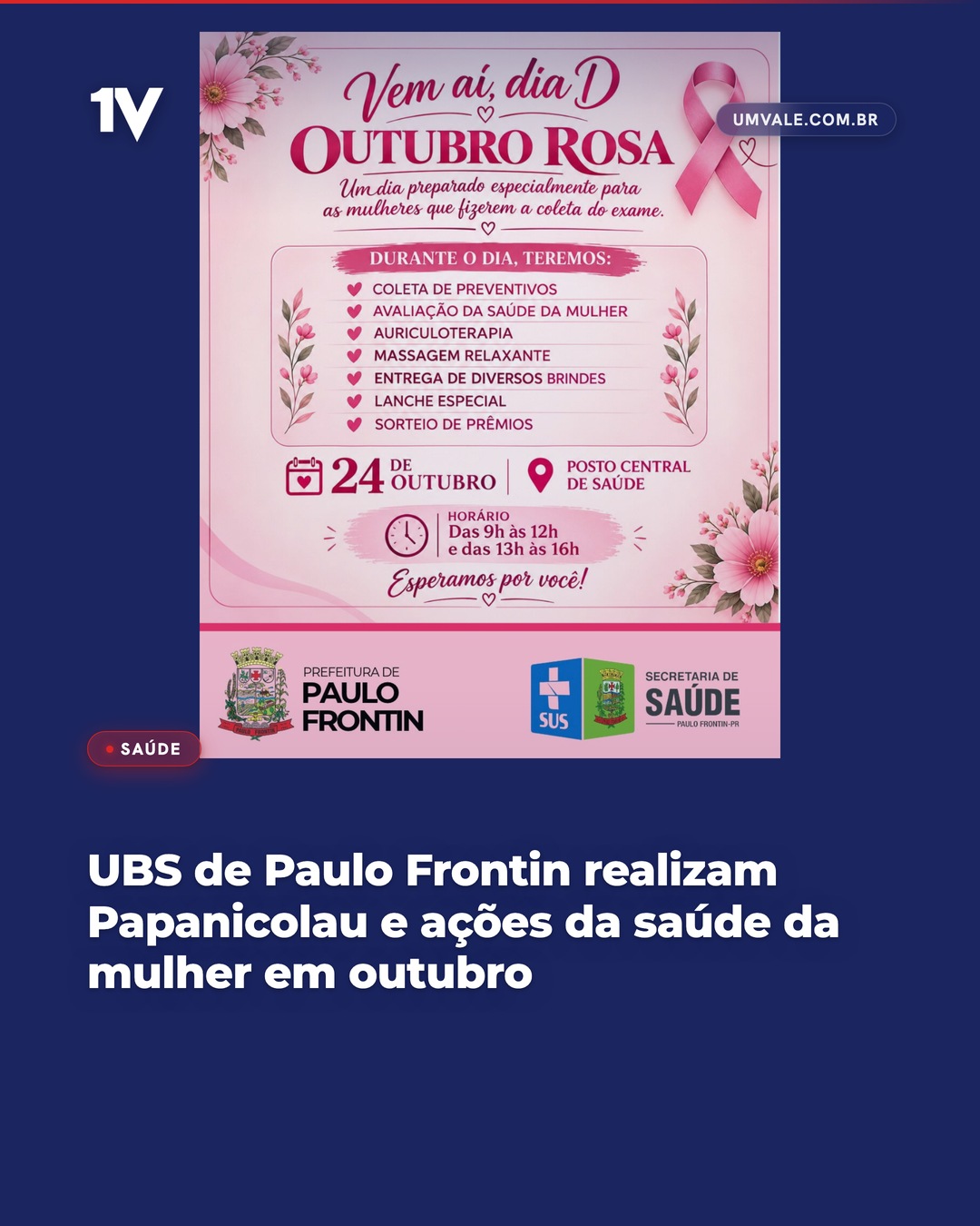 UBS de Paulo Frontin realizam Papanicolau e ações da saúde da mulher em outubro