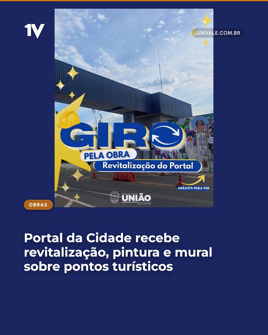 Portal da Cidade recebe revitalização, pintura e mural sobre pontos turísticos