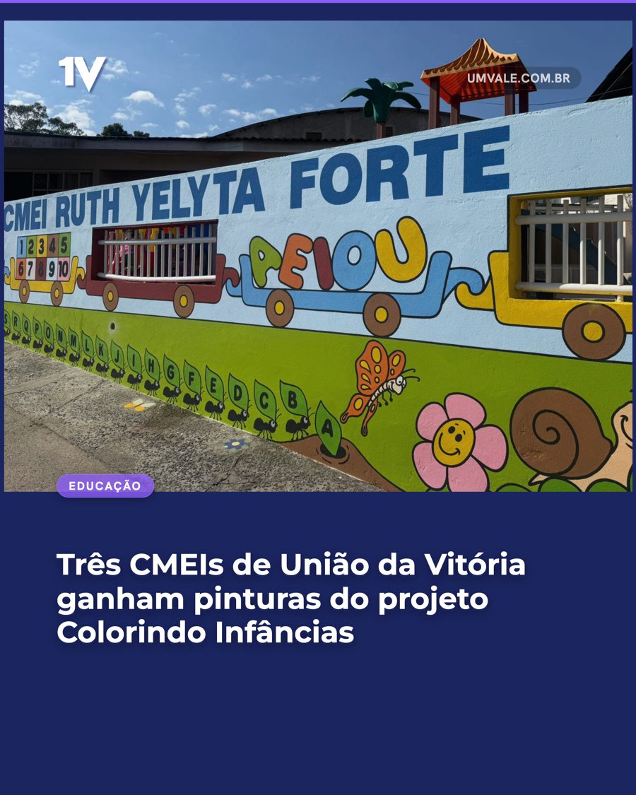 Três CMEIs de União da Vitória ganham pinturas do projeto Colorindo Infâncias