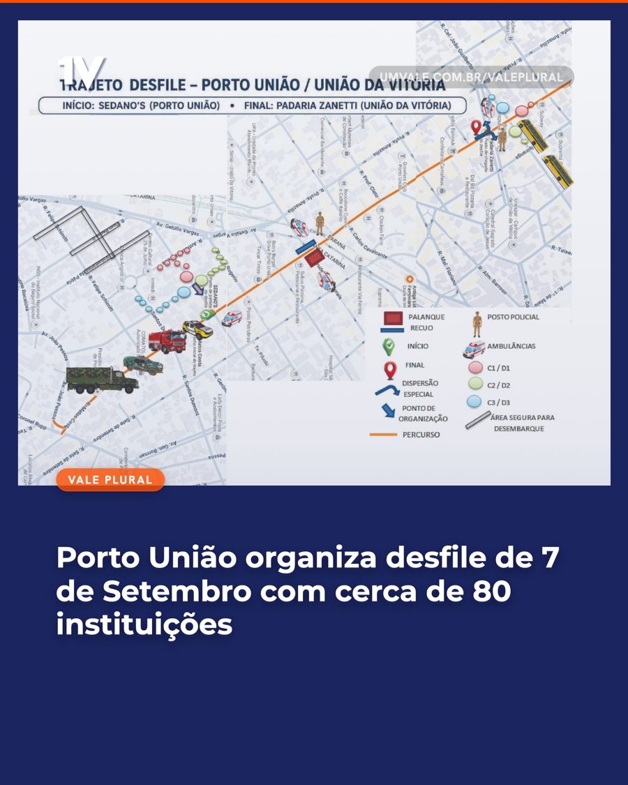 Porto União organiza desfile de 7 de Setembro com cerca de 80 instituições
