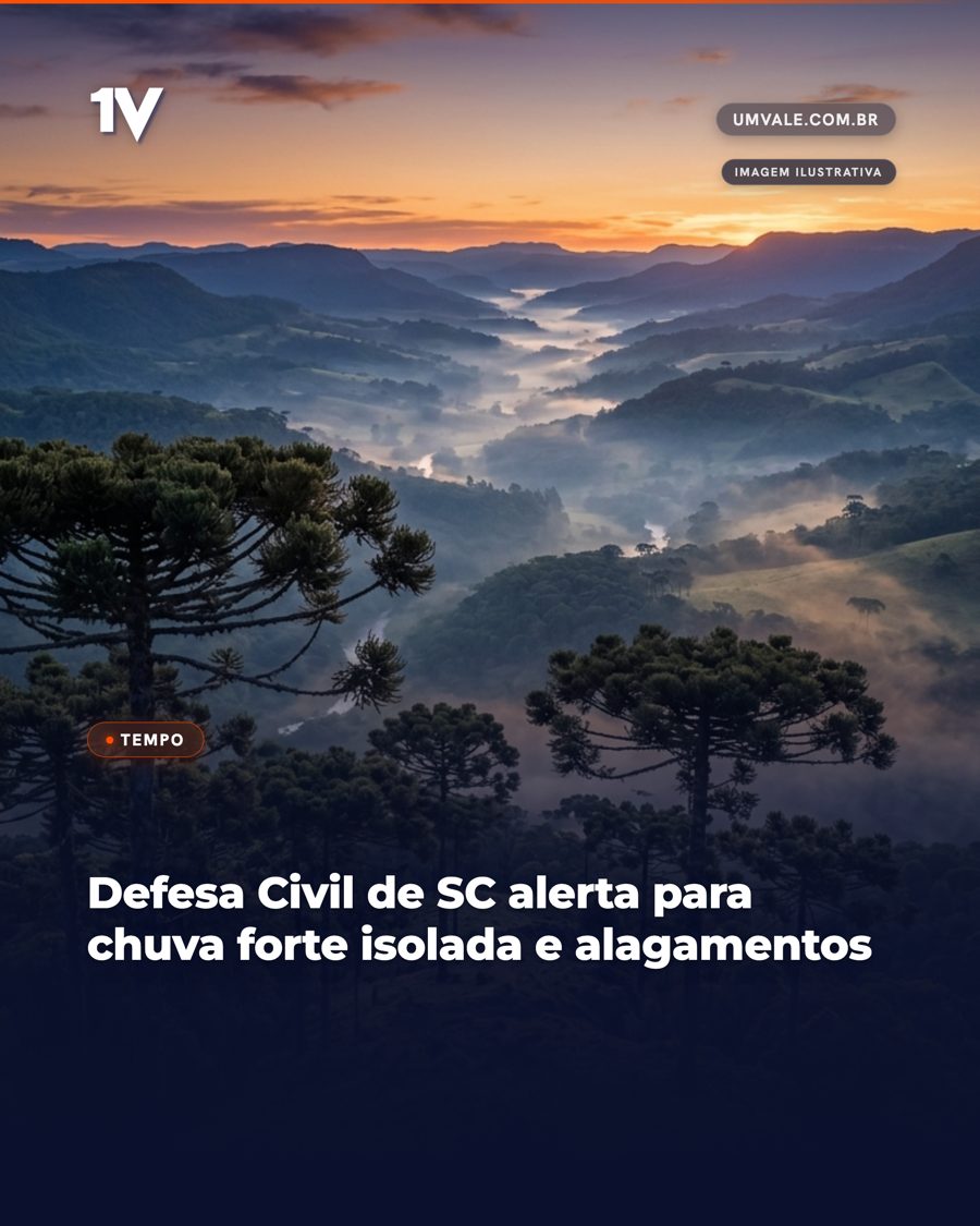 Defesa Civil de SC alerta para chuva forte isolada e alagamentos