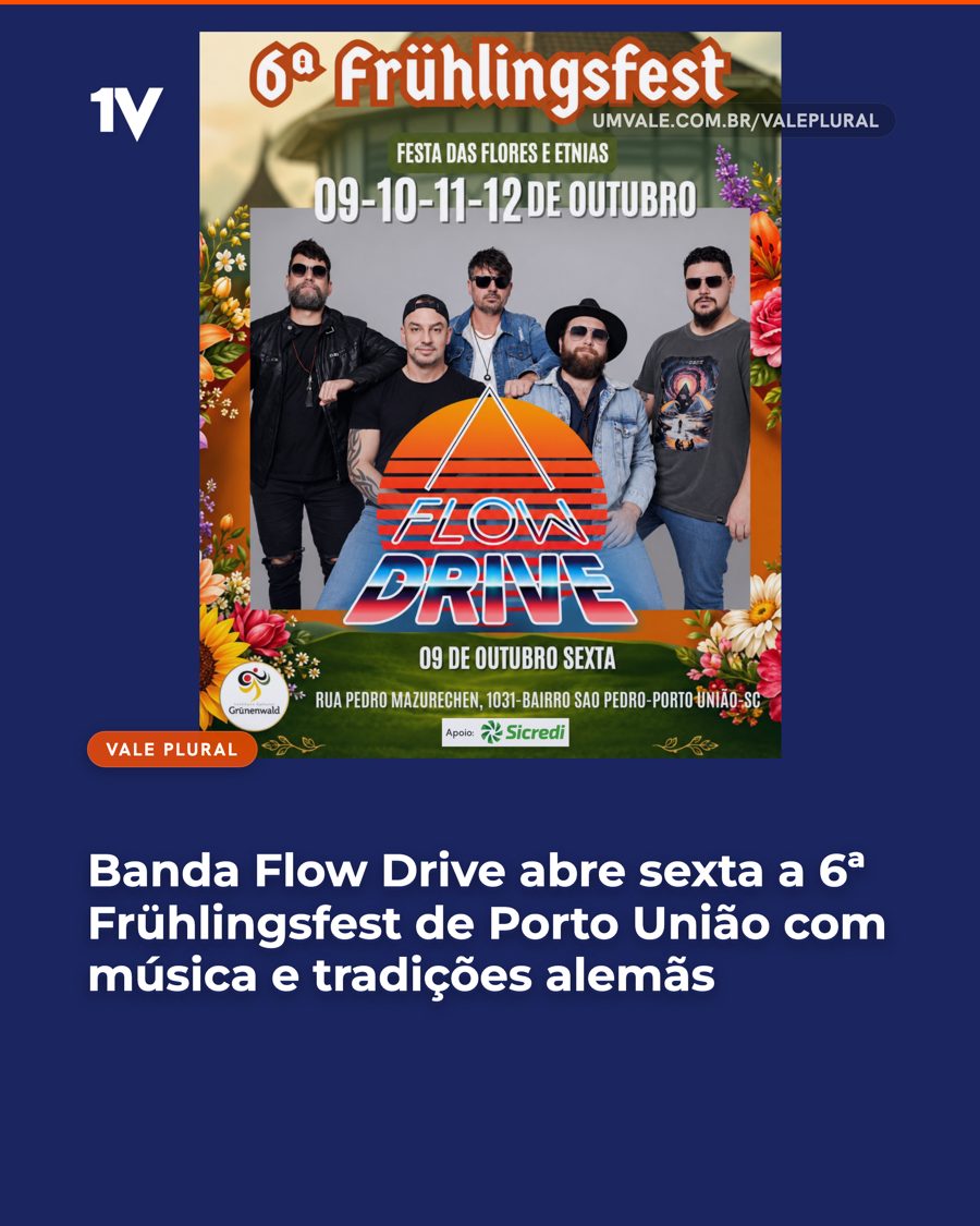 Banda Flow Drive abre sexta a 6ª Frühlingsfest de Porto União com música e tradições alemãs