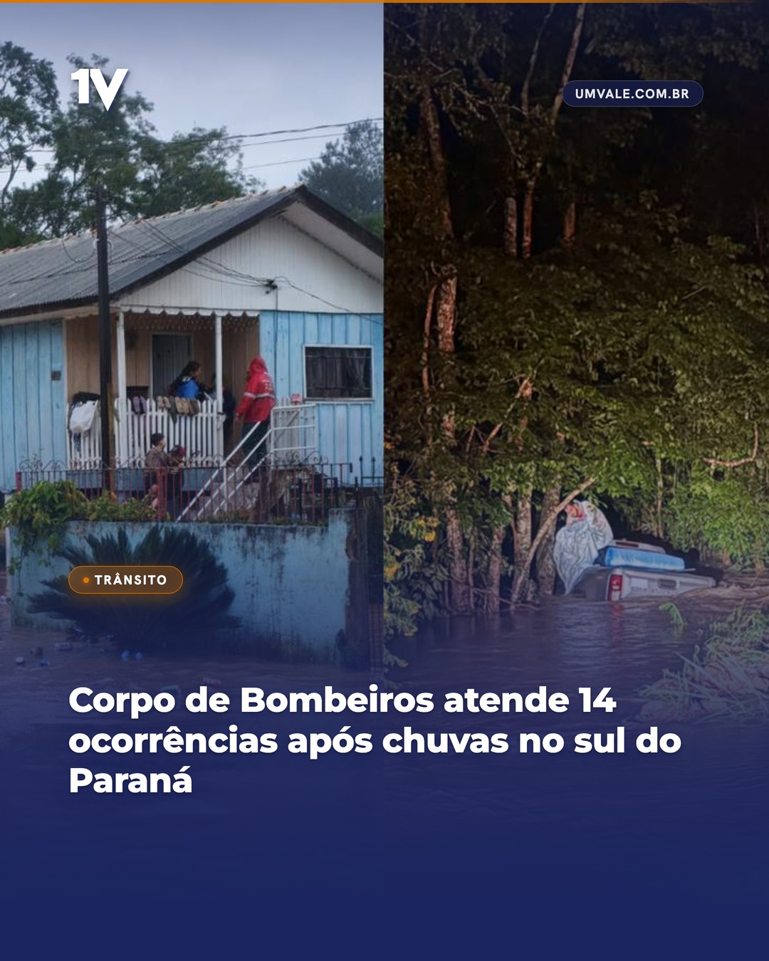 Corpo de Bombeiros atende 14 ocorrências após chuvas no sul do Paraná
