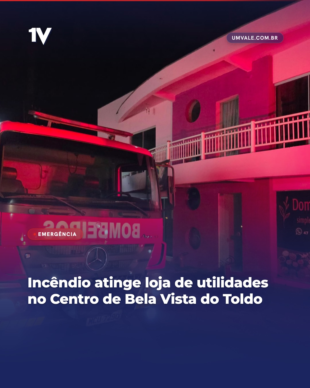 Incêndio atinge loja de utilidades no Centro de Bela Vista do Toldo