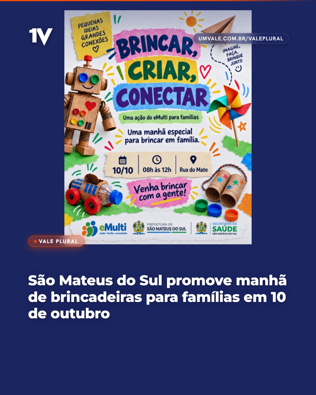 São Mateus do Sul promove manhã de brincadeiras para famílias em 10 de outubro