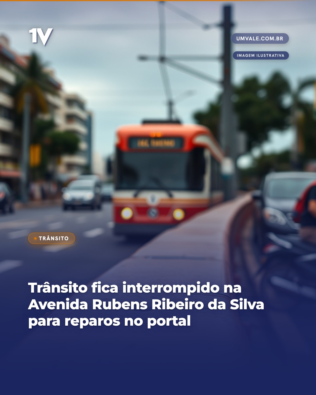 Trânsito fica interrompido na Avenida Rubens Ribeiro da Silva para reparos no portal